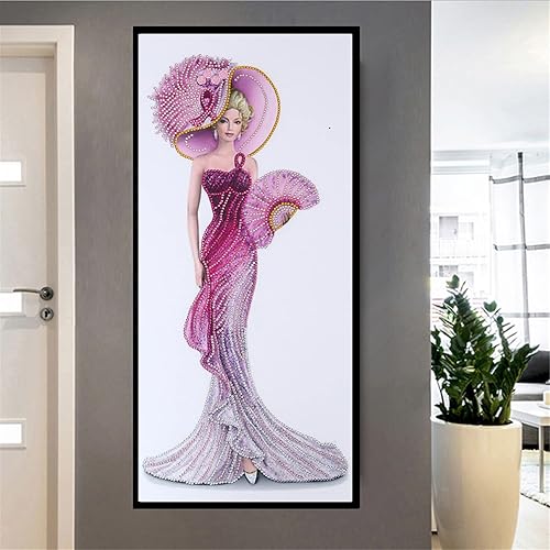 Miniatura 4 de LUSandy Kit de pintura de diamantes 5D para mujer, taladro parcial, con forma especial, diamantes de imitación de cristal, para decoración de pared