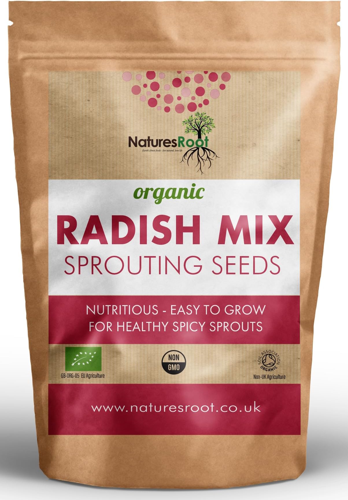 – Nature’s Root Organic Radish Mix 125g - Microgreen Sprouting Seeds | Radish Sprouts | Healthy Superfood | Easy to Sprout | Resealable Pack