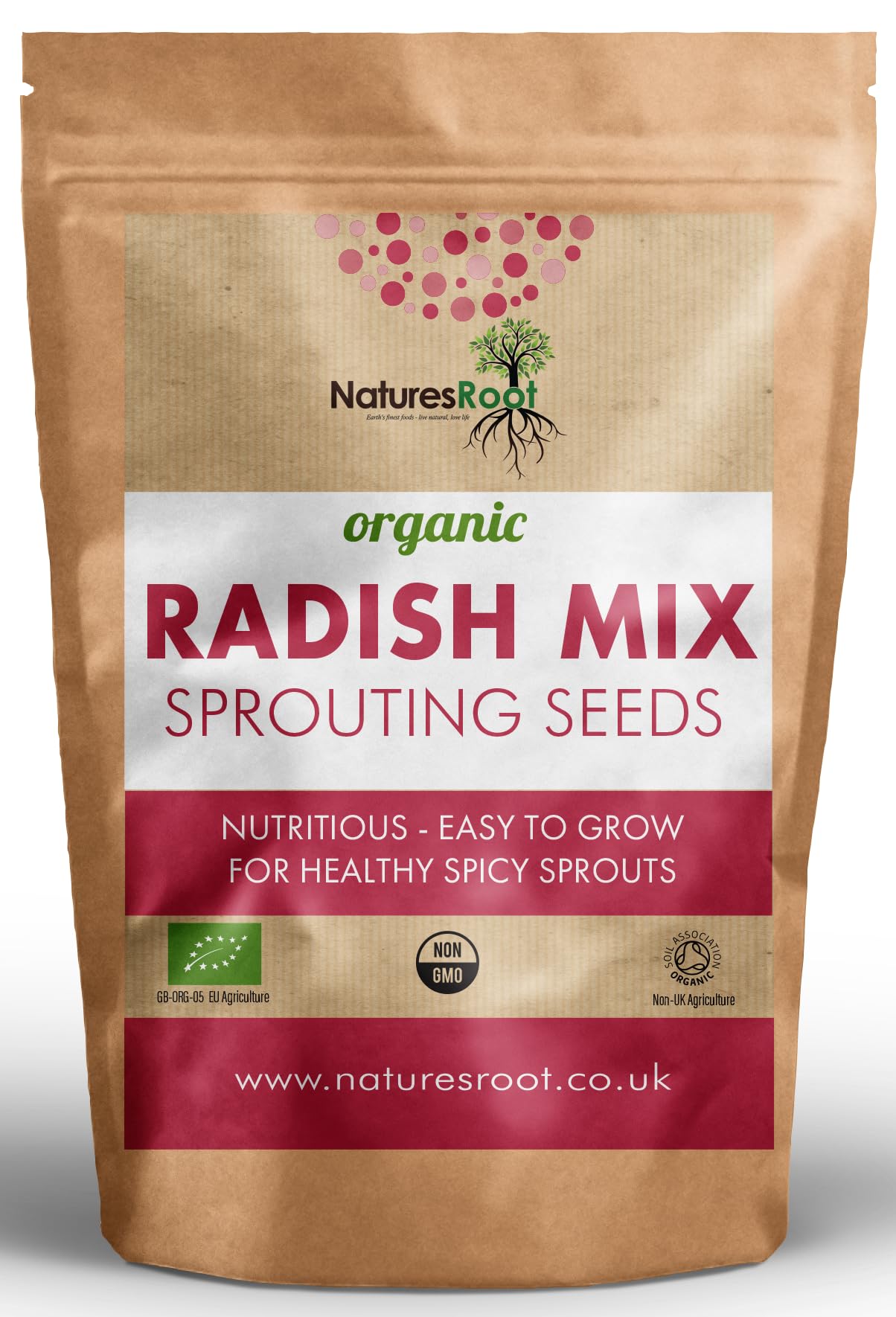 Nature’s Root Organic Radish Mix 125g - Microgreen Sprouting Seeds | Radish Sprouts | Healthy Superfood | Easy to Sprout | Resealable Pack