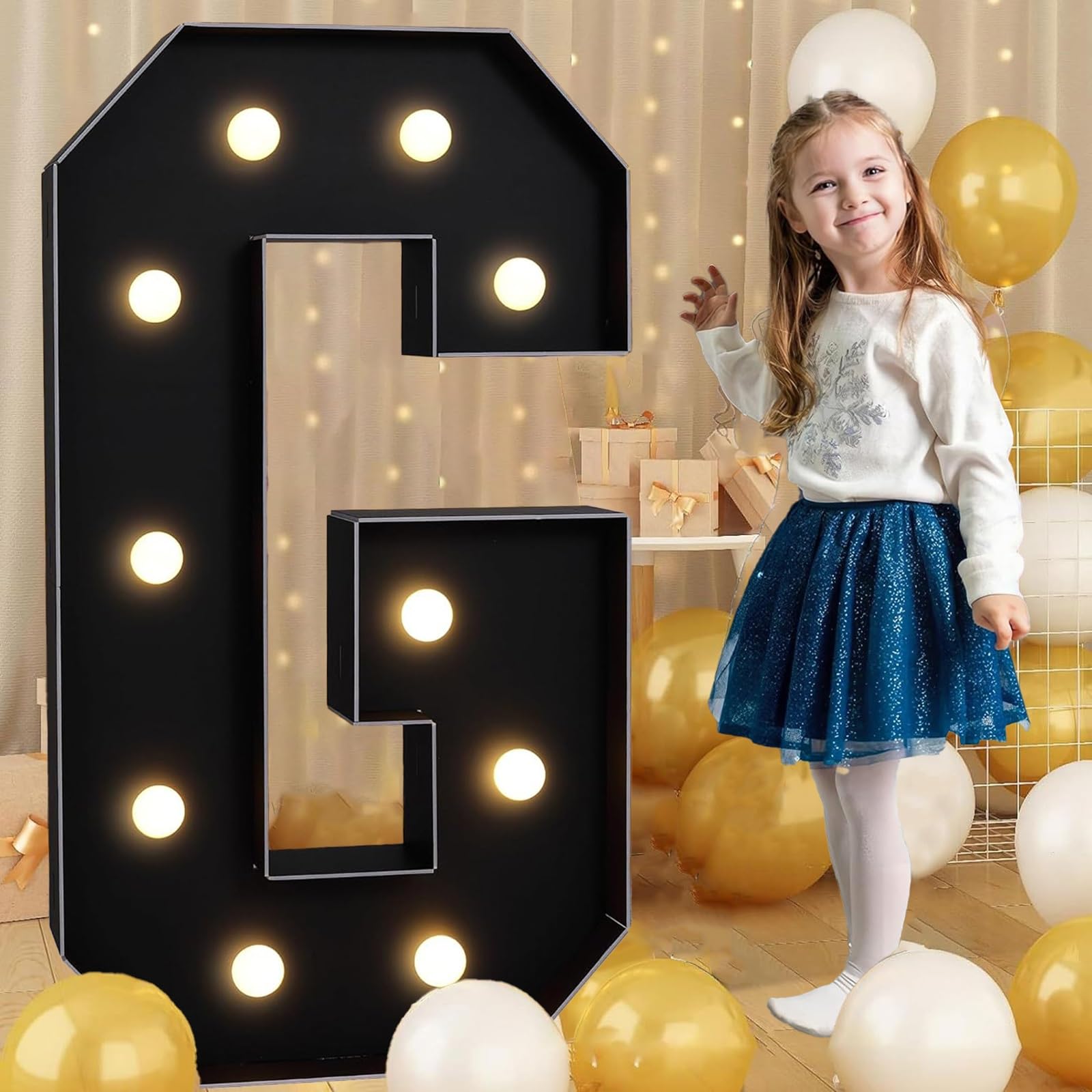 Tashace Marquee Numbers Light Up Letters Black Party Decoration for 1st 16th 18th 21st Birthday Anniversary Backdrop Cardboard Sign Mosaic Balloon Frame(Letter G,120cm/4FT)