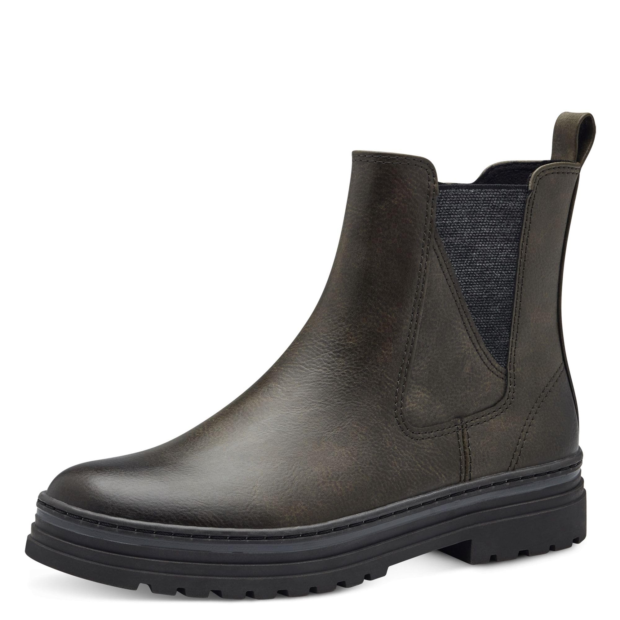 MARCO TOZZI Women's Chelsea Boots Flat with Zip, khaki, 6 UK