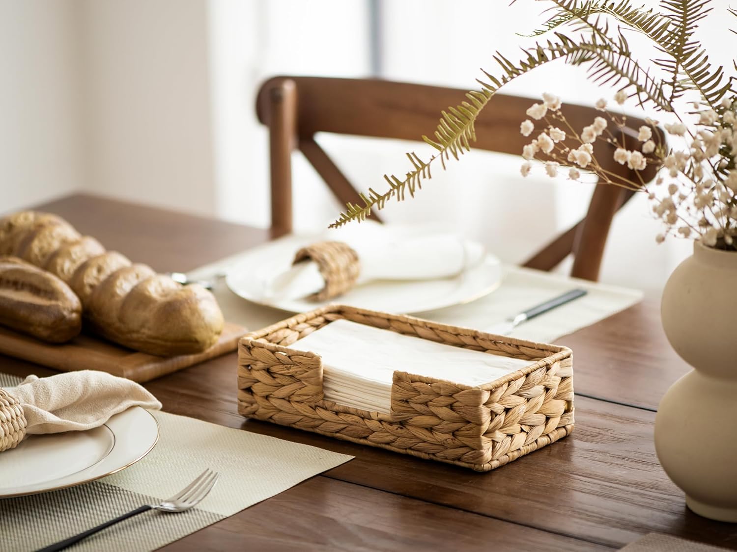 StorageWorks Water Hyacinth Napkin Holder for Bathroom, Wicker Napkin Baskets for Bathroom, Guest Towel Holder, 9 ¾"L x 5"W x 2 ¾"H, 1 Pack - Image 3