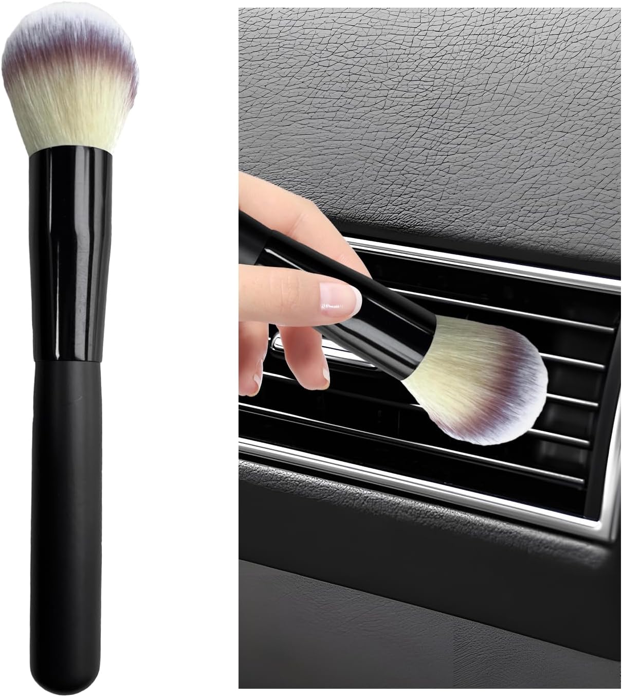 Car Interior Dust Brush, Soft Scratch Free Auto Detailing Brushes, Universal Vehicle Interior Cleaning Tool for Automotive Dashboard, Air Vents, Leather(Long Beige)