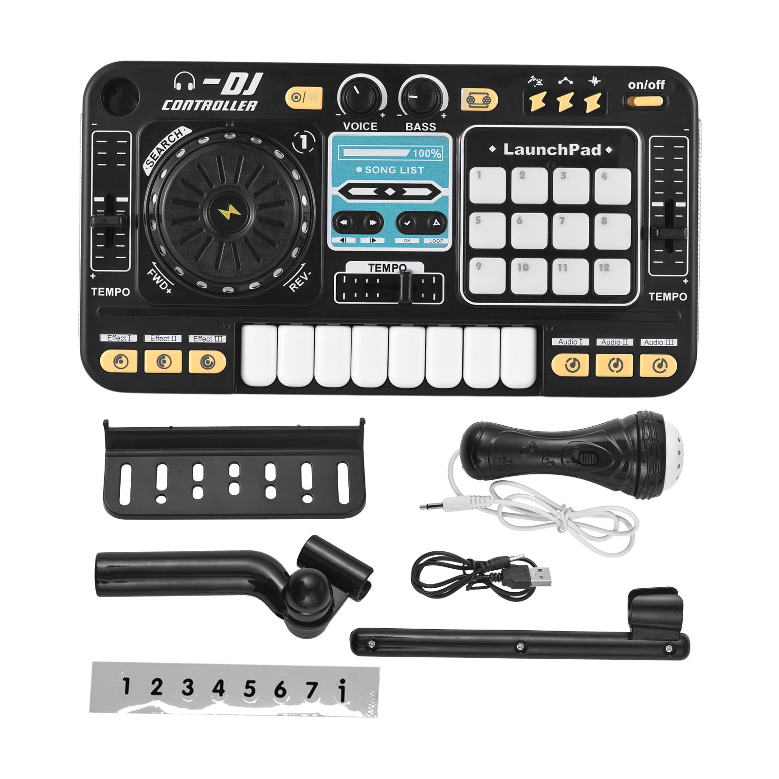 Btuty Controlador de DJ para niños reproductor de disco electrónico BT DJ mezclador mesa con micrófono ajustable efectos de luz dinámicos juguetes de fiesta para niños musical