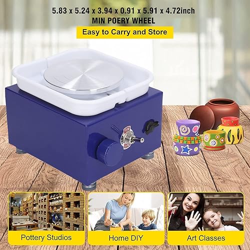 Miniatura 3 de Mini rueda de cerámica, rueda de cerámica ajustable de velocidad de 2000 RPM, kit de manualidades de cerámica, rueda de cerámica con arcilla