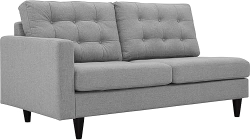 Miniatura 9 de Sofá esquinero Modway Empress, estilo de mediados de siglo, tapizado de tela en avena, Tela, Celeste