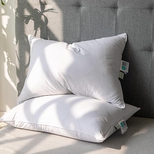 Alanzimo Goose Feathers Down Pillows Queen Size Set of 2,