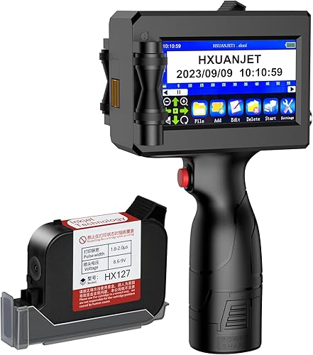 HX127 - Impresora de inyección de tinta de mano con cartucho de tinta de secado rápido de 1.4 fl oz, impresora portátil de mano para textocódigo de