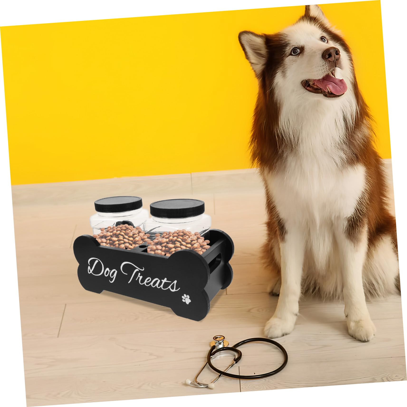 Pet Snack Aufbewahrungsbox aus Holz mit Geteilter Fächerung und Sicherem Verschluss Großer Futterbehälter für Hunde Luftdicht und Langlebig zur Organisierten Lagerung von