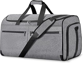 旅行用キャリーオンガーメントバッグ、Bukereコンバーチブルトラベルダッフルスーツバッグ、靴コンパートメント付き、取り外し可能なショルダーストラップ、2イン1ウィークエンダースーツバッグ 男女兼用, グレー, 旅行用ガーメントバッグ