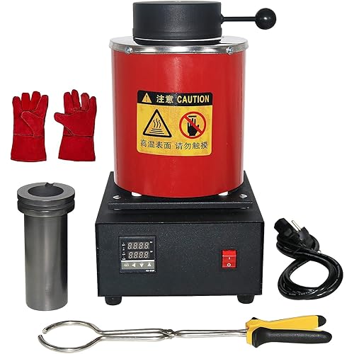 3KG Gold Melting Furnace,1400W 2000F Digital Electric Melting Furnace with Graphite Crucible for Melt Scrap, Silver, Gold, Copper, Aluminum 110V Refining Casting Furnace