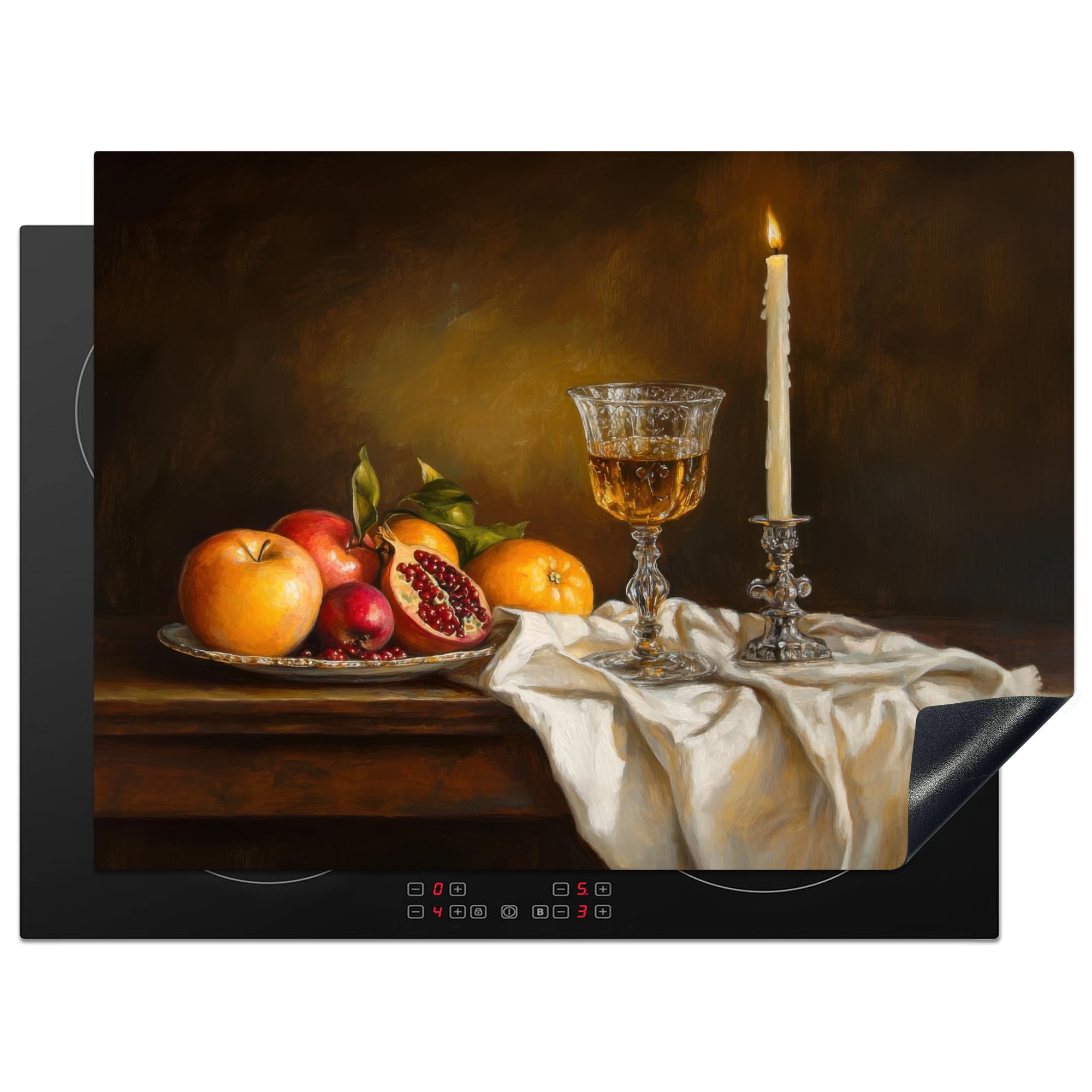 KitchenYeah© Induction Hob Protector Mat 20.5"x28" / 71x52 cm Cooker Top Protectors Cover Ceramic Covers Electric Hobs Vinyl Fruit - Still Life - Wine - Candle