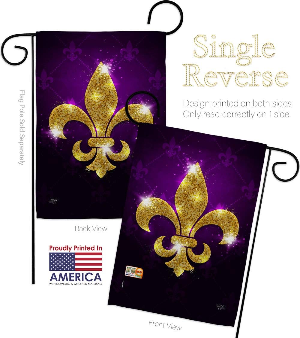 Glowing Fleur de lis Garden Flags Pack Country Living Lys Vintage Flower Lily French Party Mardi USA Applique Small Decorative Gift Yard House Banner Made In 13 X 18.5