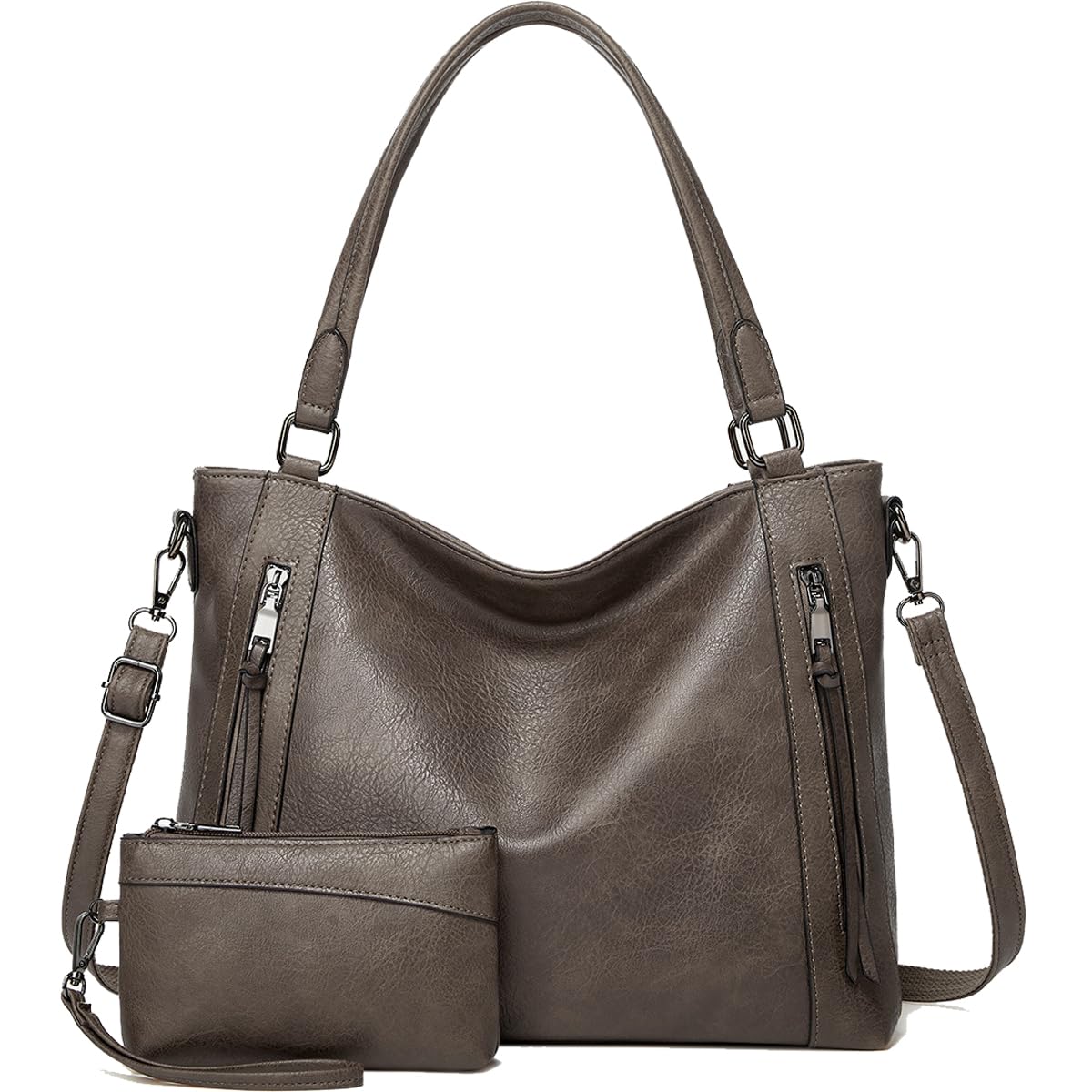Monederos y bolsos para mujer, bolso de mano de piel sintética, bolso de hombro con asa superior, juego de 2 piezas