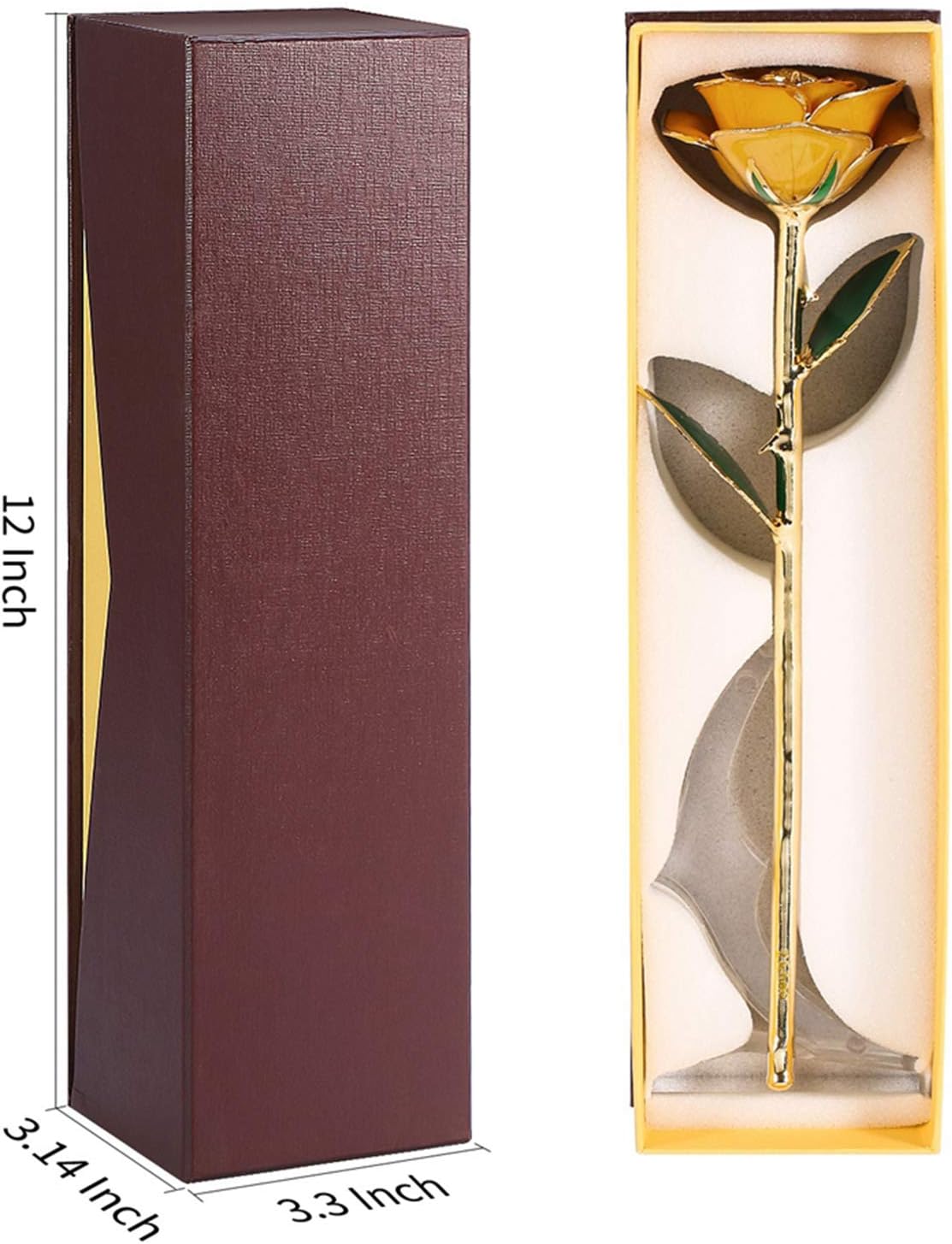 24K Rose, Dipped Gold Rose Love Real Golden Plated Preserved Eternal Flower with Rose Stand Present for Wife/Girlfriend/Daughter (Peach) - Image 8