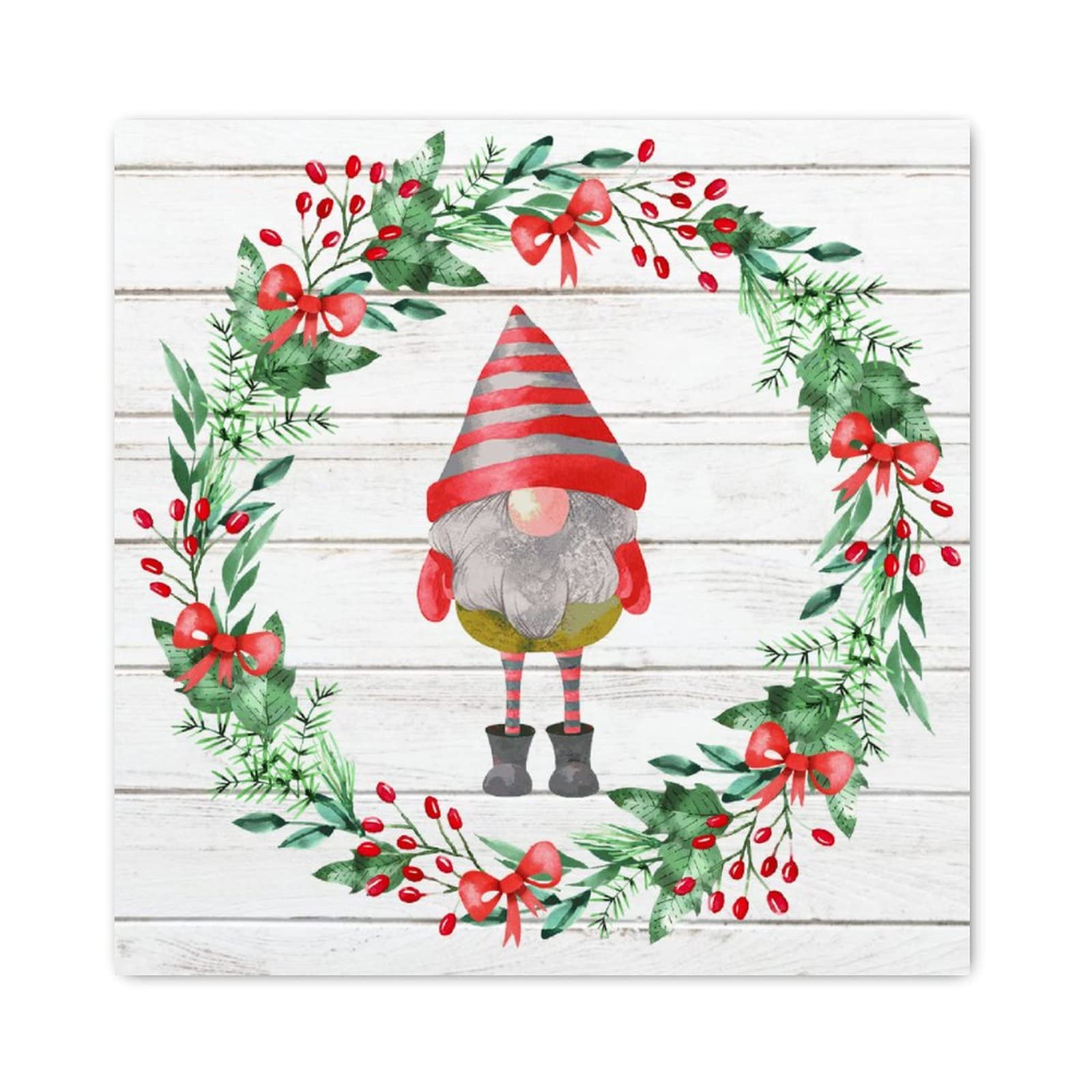 Panneau de Noël en bois suspendre décor mural nains 40cm