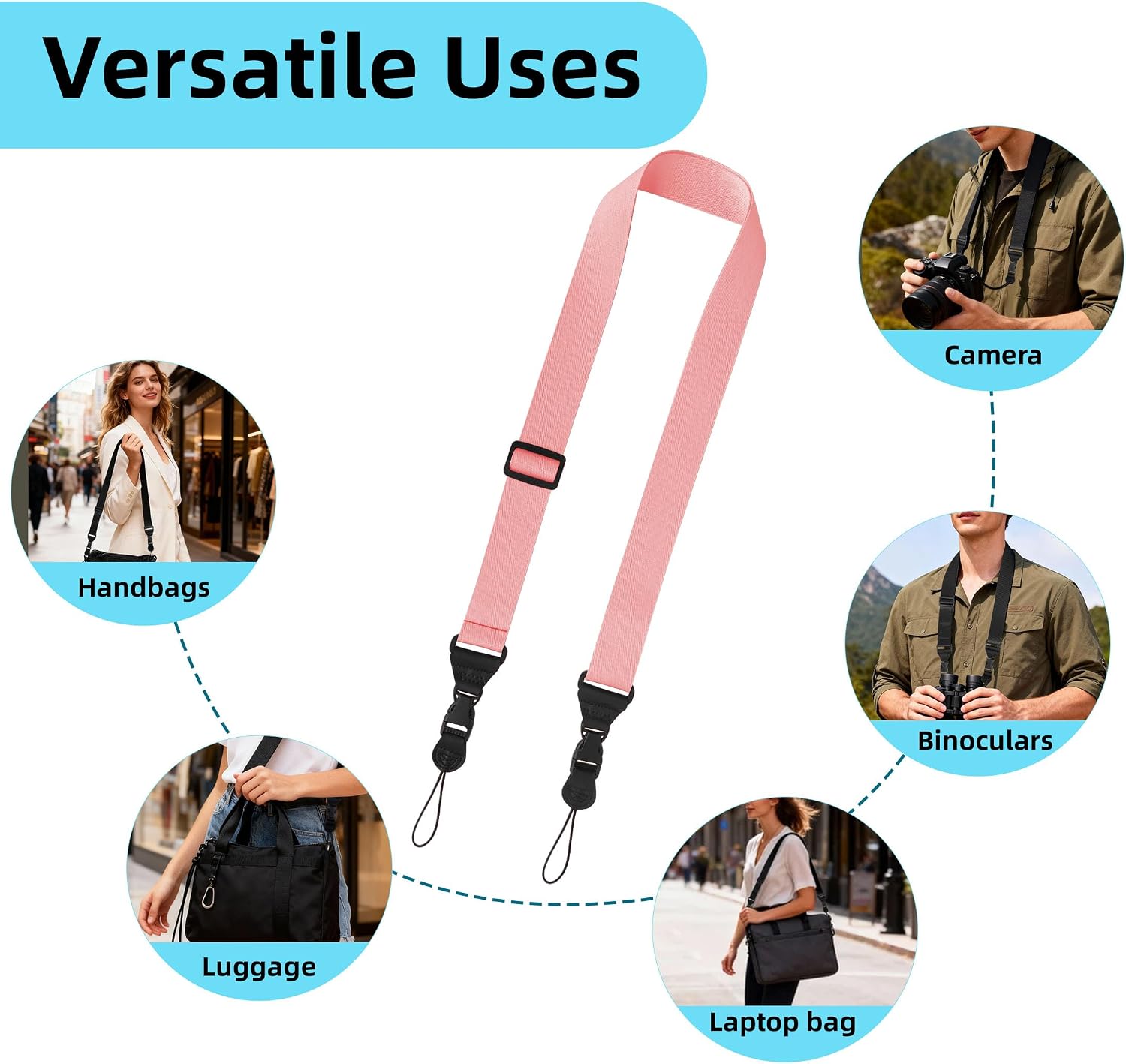 Adjustable Camera Strap Neck:Comfortable iPad Strap Nylon Neck Lanyard for iPad/Samsung Tablet Case,Camera Binocular Crossbody Laptop Luggage Bag(Light Pink)
