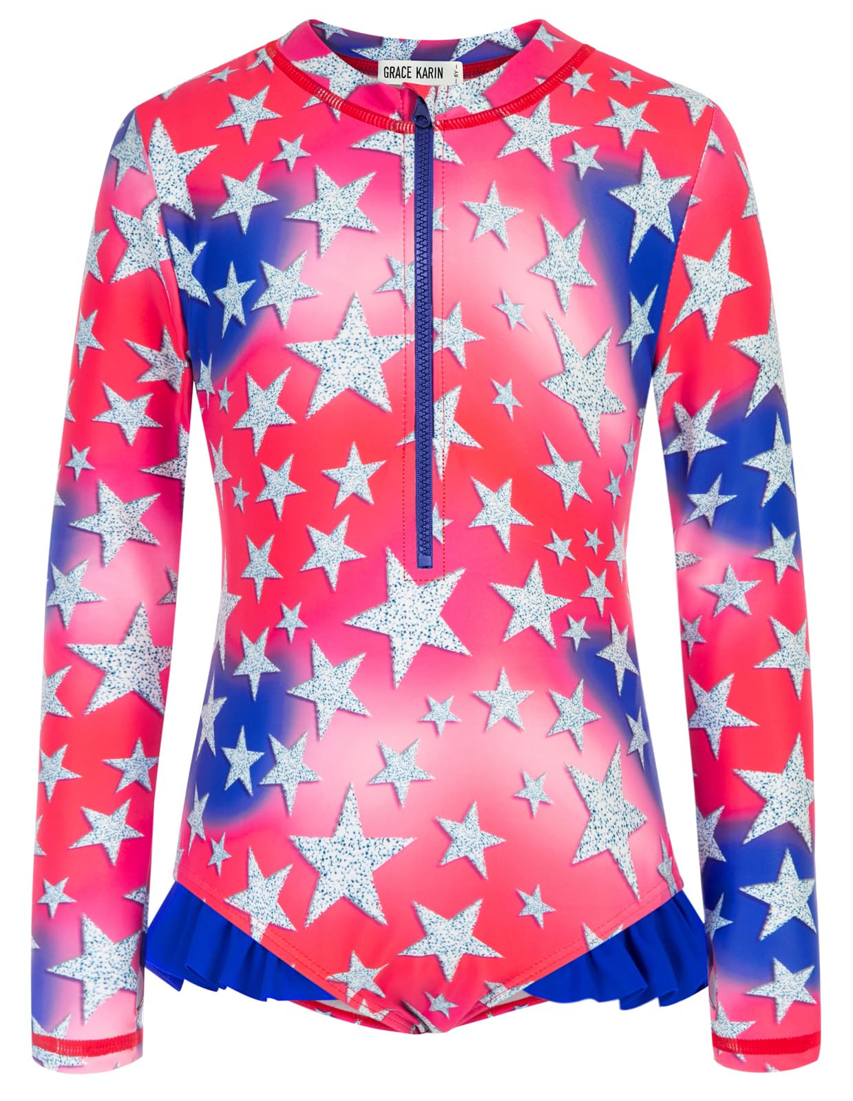 GRACE KARIN Girls One Piece Swimsuits Long Sleeve Bathing Suits Swimwear 5-14Y