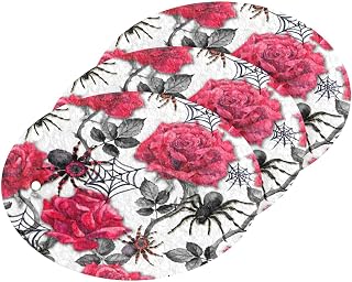 Halloween Roses Black Spiders Kitchen Sponges Cleaning Dish Sponges Non-Scratch Scrubber Sponge for Kitchen Bathroom Cars, pack of 3