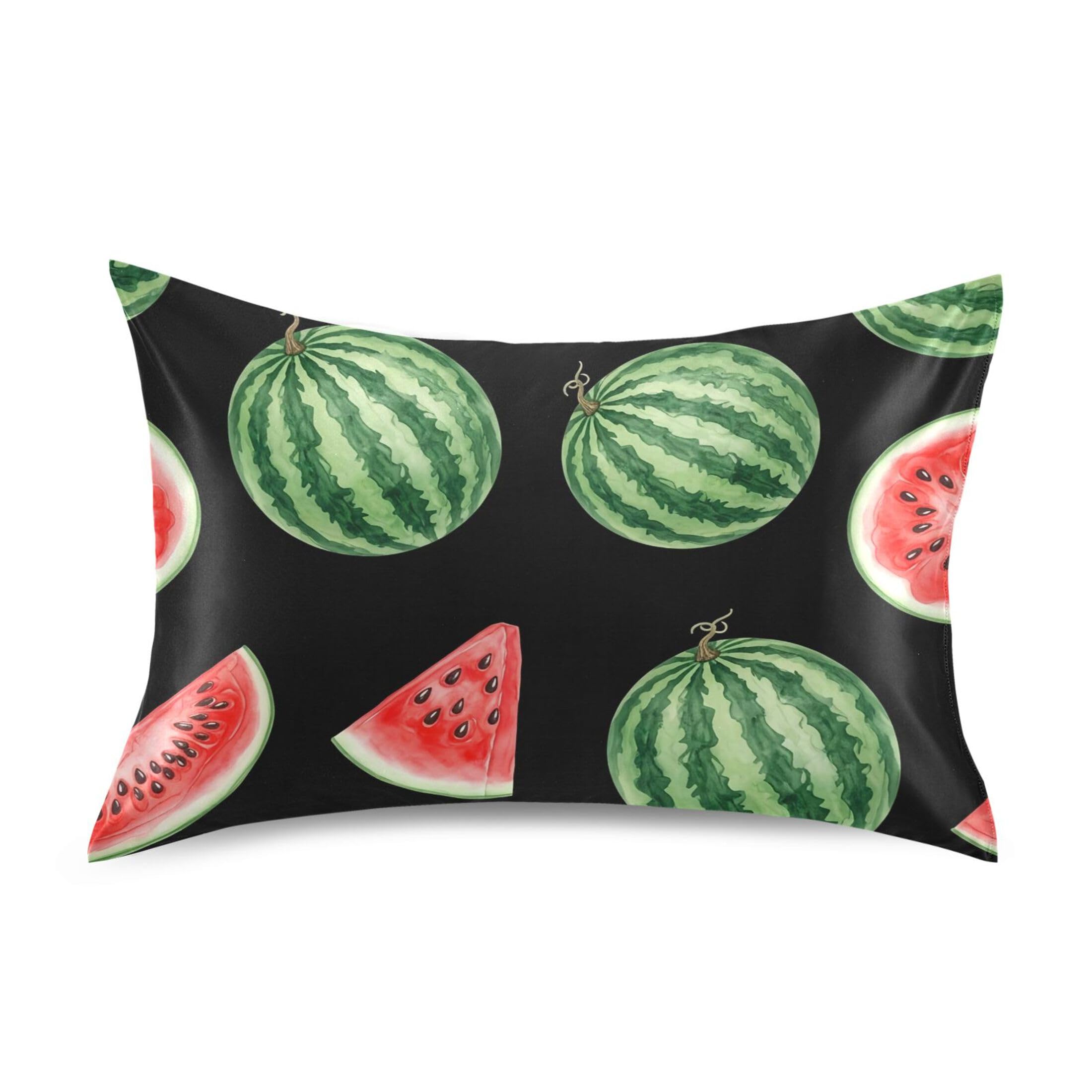 Fuauuyl Pillowcase Queen Size 20x30 in, Watermelon Soft Breathable Satin Pillow Case for Hair and Skin with Envelope Closure Wrinkle-Free