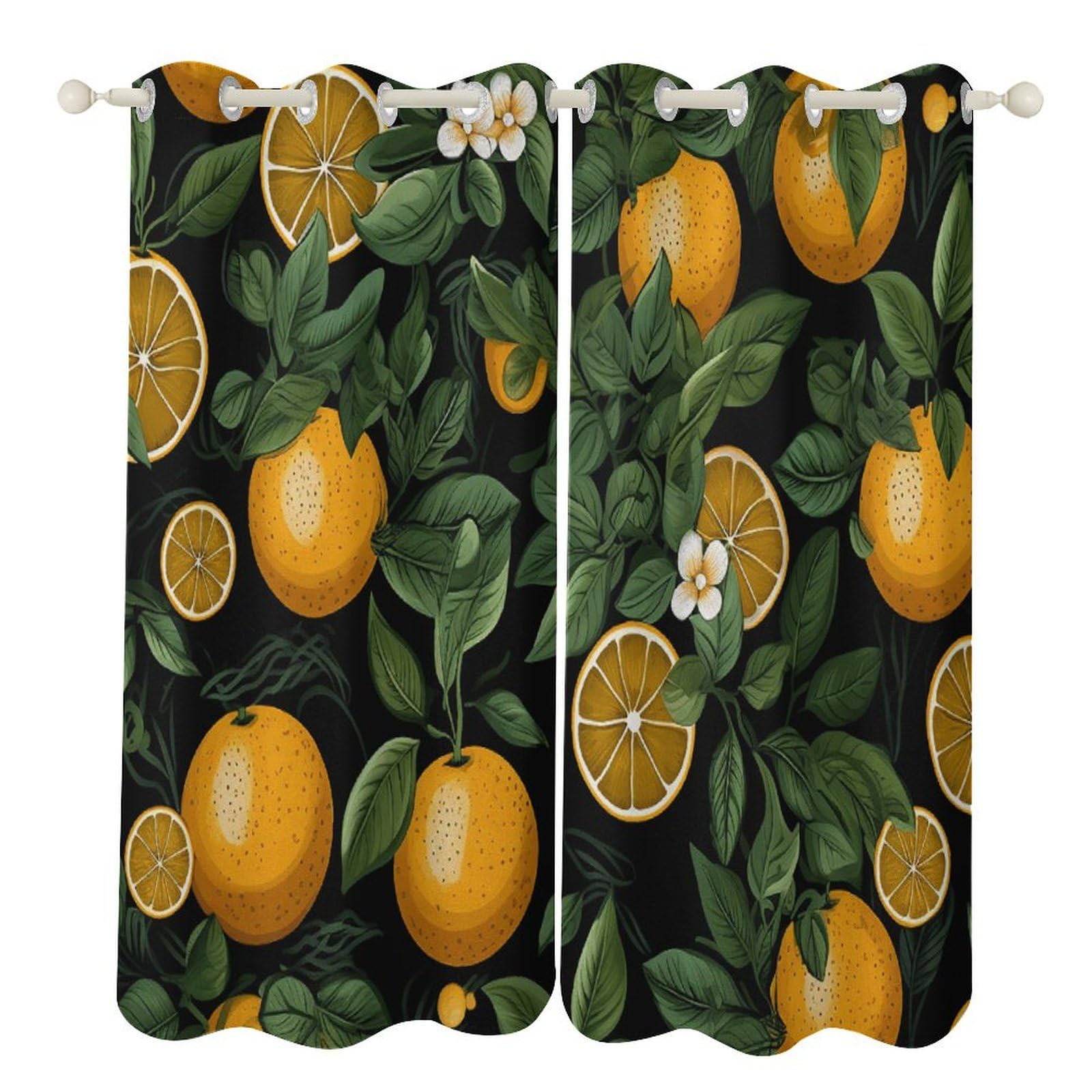 Rideaux occultants thermiques orange à motif feuilles pour optimiser votre confort intérieur