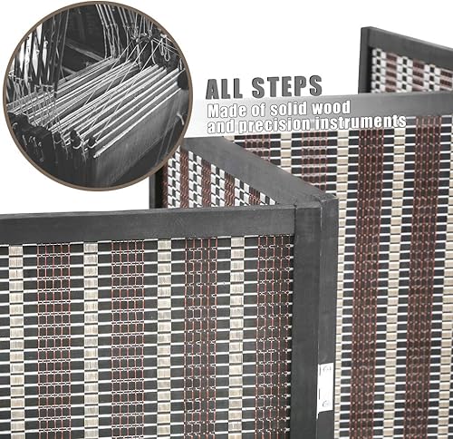 Miniatura 9 de Divisor de habitación de bambú de 6 pies de alto, 4 paneles divisores de habitación y pantallas de privacidad plegables, separación decorativa,