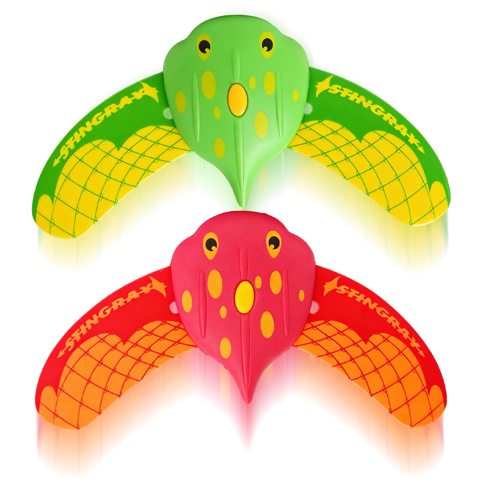 Set De 2 Planeurs Sous-Marins Poisson Diable - Sans Batterie - Hydrodynamique - Piscine Plage - Rouge Et Vert