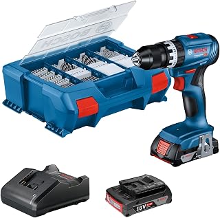 18V System cordless impact driver GSB 18V-45 (vacuum speed 1900 rpm, with 2 x 2.0 Ah batteries, GAL 18V-2082, accessory set 82 pieces, L-Case Pick & Click)