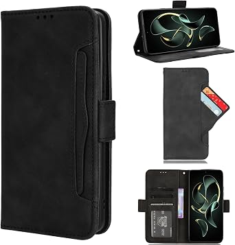 bojioderf Compatible with Vivo V29 5G Case,Compatible with Vivo S17 Pro 5G / S17 5G Flip Kickstand Magnetic Clasp Card Slots Cover Black