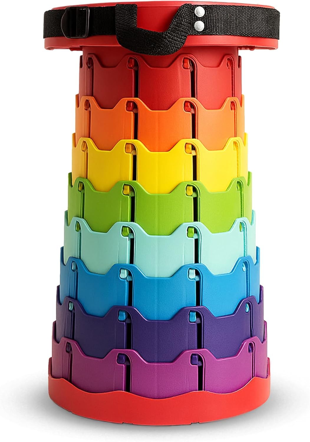 Collapsible Stool | Folding Chair with 400lbs Load | Portable Telescopic Stool | 12 Height Levels | Non-Slip | Carry Strap | Camping, Fishing, Hiking, Gifts (1, Rainbow, Standard)