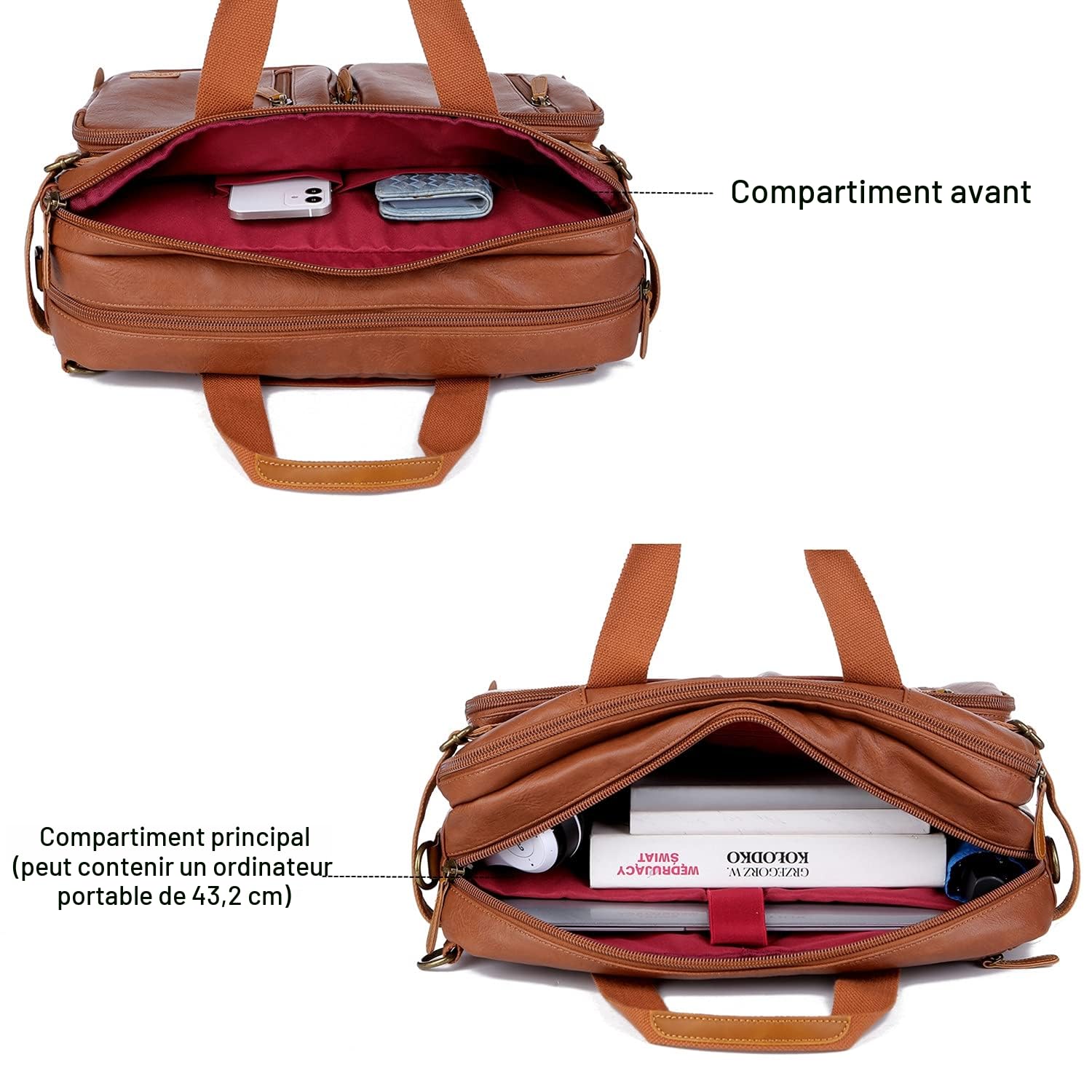HB-22 Sacoche à dos hybride en cuir synthétique pour homme 17" Sac à bandoulière Business Sac à bandoulière polyvalent Sac à bandoulière pour homme