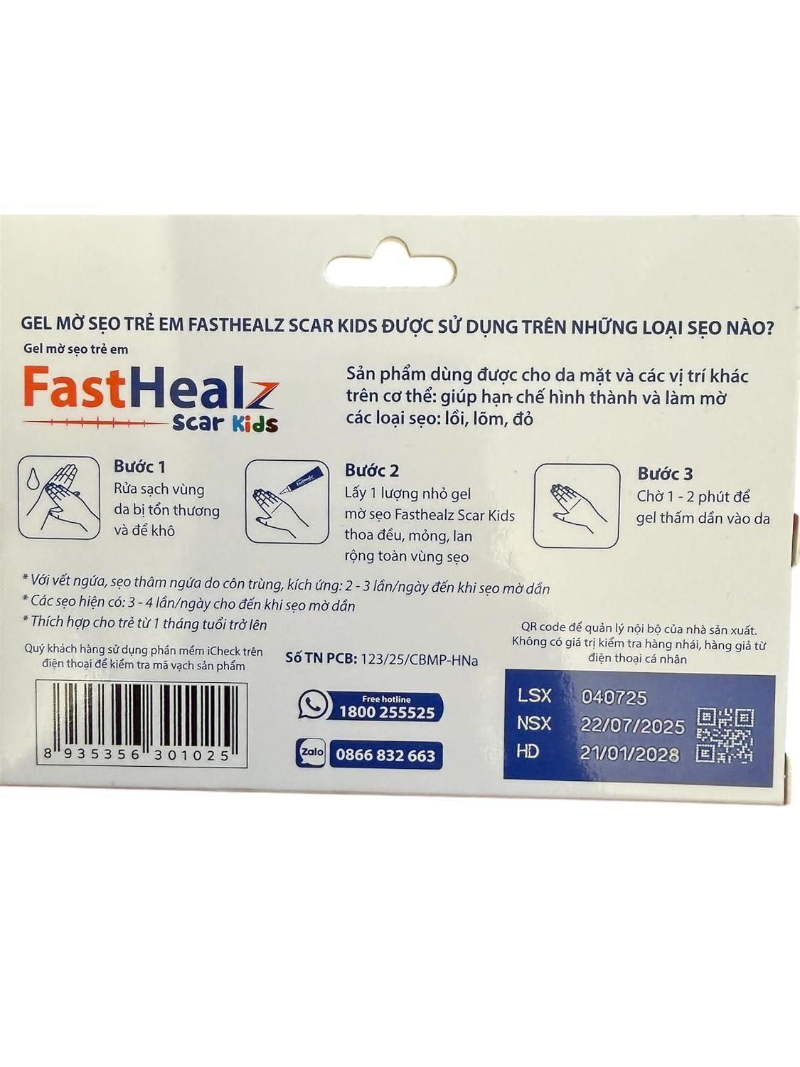 FastHealz Scar Kids Gel for Children Scar Treatment Gel - Gel Mo Seo Tre Em 12g