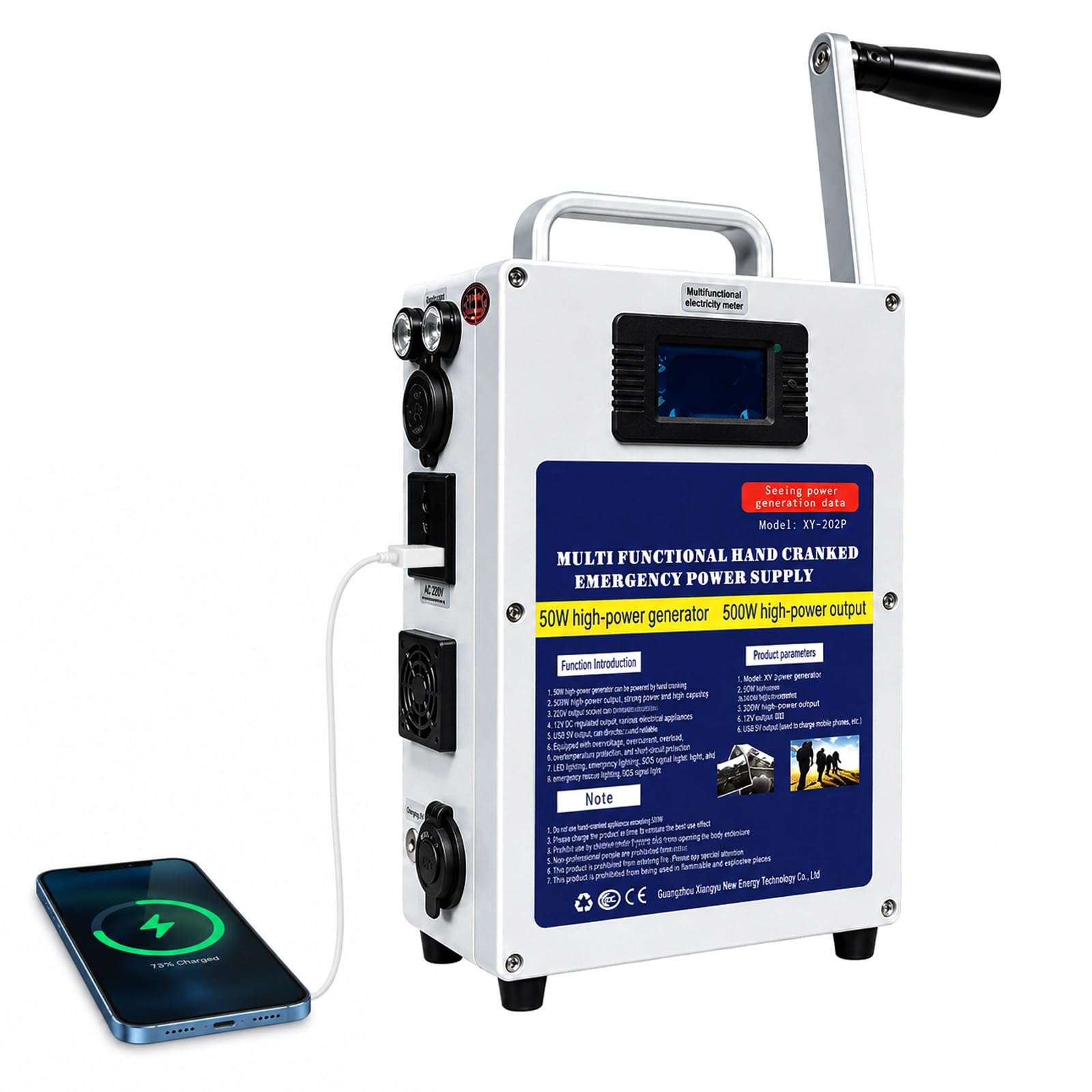 Prep Vault Hand Crank Generator 150W Portable Power Station 500W