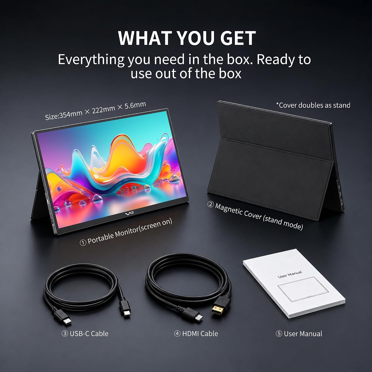 LB M16 Portable Monitor 15.6" FHD 1080P 85% sRGB IPS USB-C Travel Monitor 9