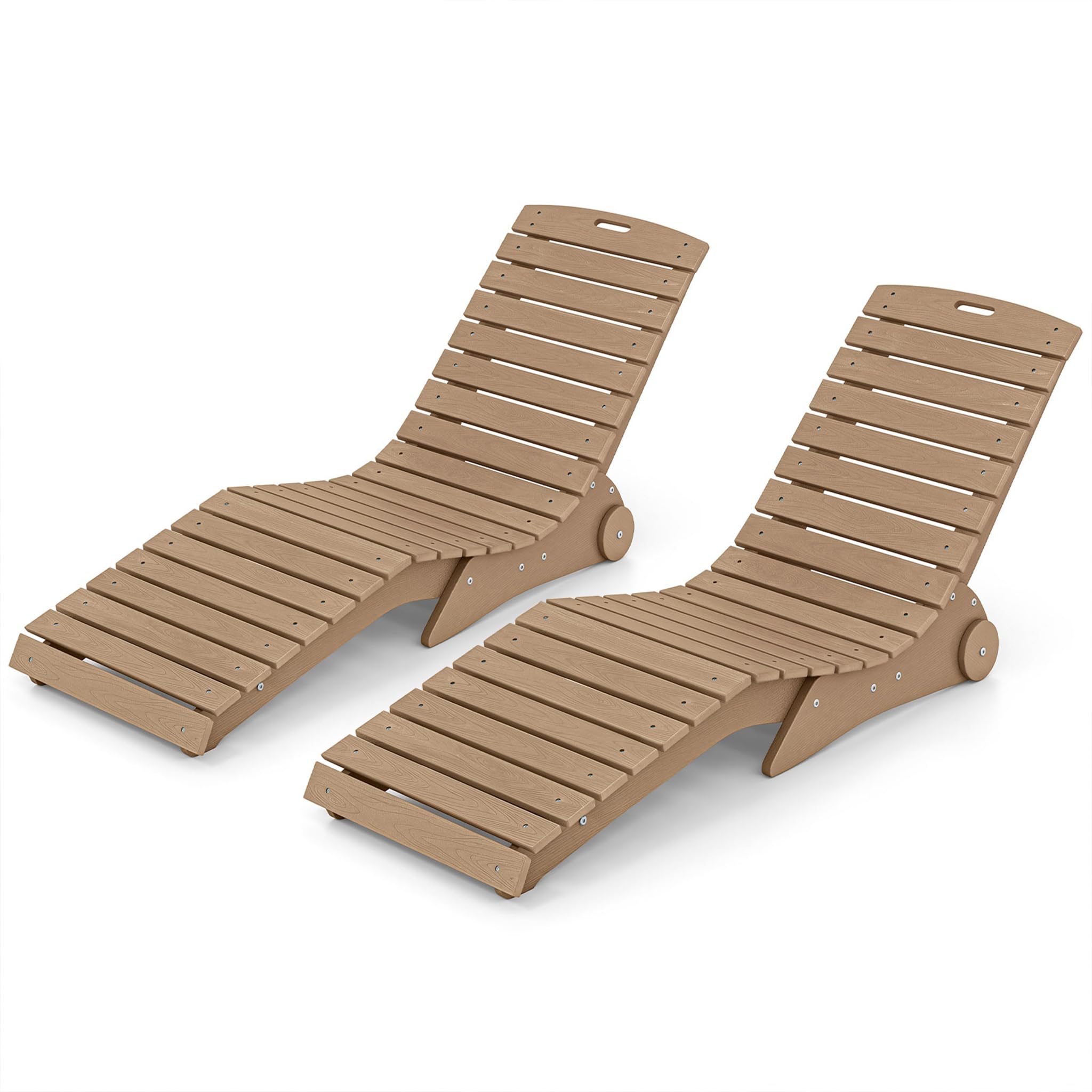 GIANTEX Lettino Prendisole da Giardino in HDPE con Curva a S (2 Marrone)