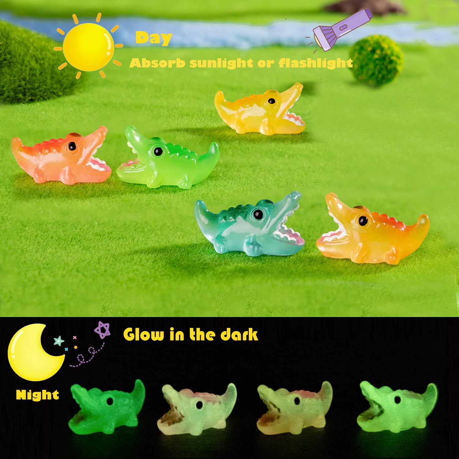 U-Zimikee 150 figuras luminosas de animales de resina en miniatura, pequeños animales que brillan en la oscuridad, figuras de animales pequeños para ocultar mini animales, adornos de micropaisaje,