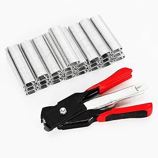 Hog Ring Pliers Kit Clip Fastening Clamp Installation Tool Stapler w/C Clips for Animal Wire Fence Mesh Cage