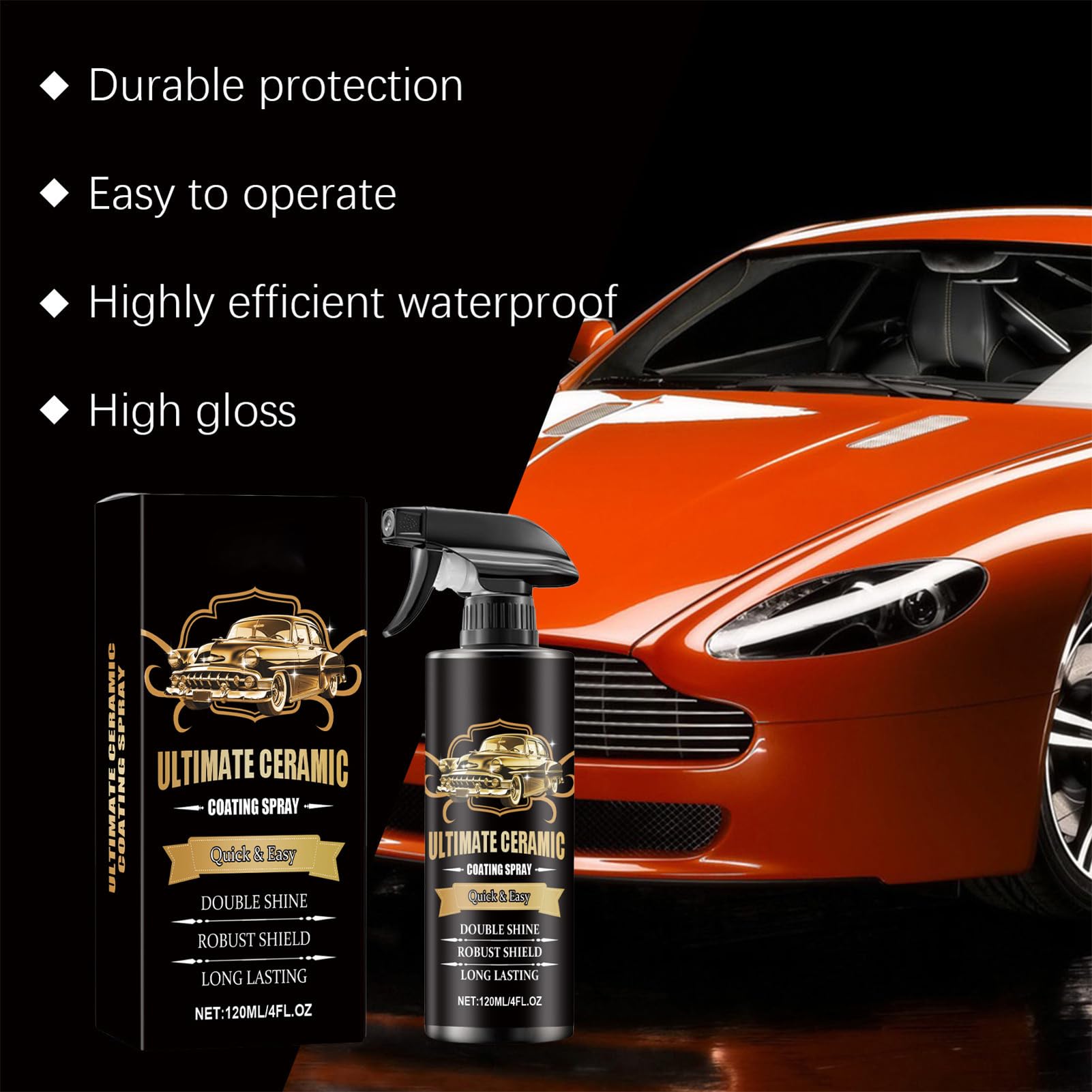 Spray de Recubrimiento para Vehículos,Recubrimiento Cerámico Para Vehículos 120ml | Pinturas y Bases para Autos, Camiones, Motocicletas Parabrisas y Detallado