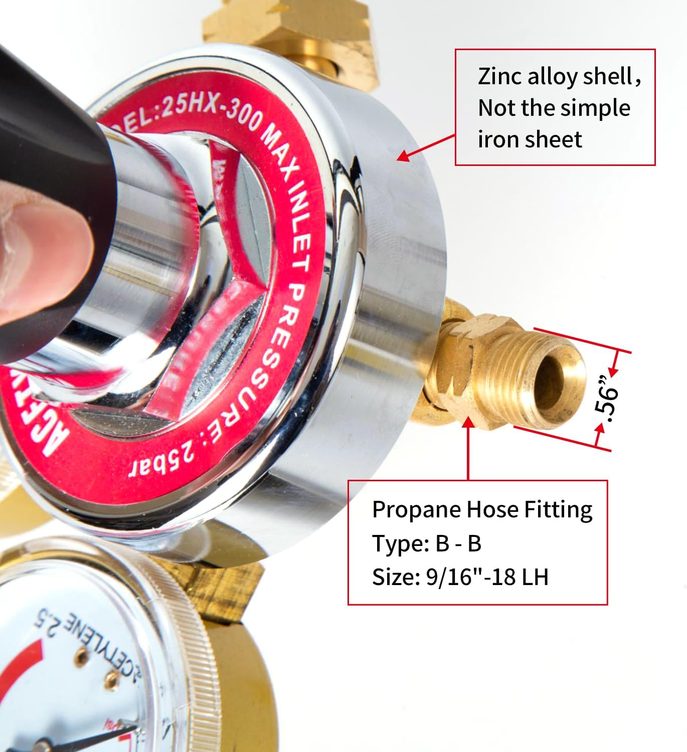 Dual Welding Gas Gauges, Oxygen (CGA-540) Acetylene (CGA-510) Regulators Combo (2 PCS), Full Brass Zinc Alloy Compatible with Victor Harris Torch Cutting 25HX Series