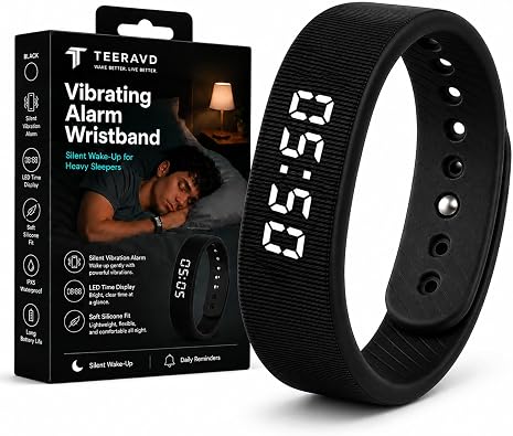 Vibrating Alarm Wristband Clock for Heavy Sleepers Wake Band Wrist Watch Silent Vibration Bracelet Loud Adults Strike Deaf People Despertar with that Wont Partner Extremely Deep