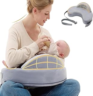 Sicheres und bequemes Stillkissen, stabile ergonomische Stützerfahrung, große Stilleinlage, verstellbarer Hüftgurt, Memory-Baumwollkern, starke und bequeme Unterstützung, Stillprozess einfach (grau)