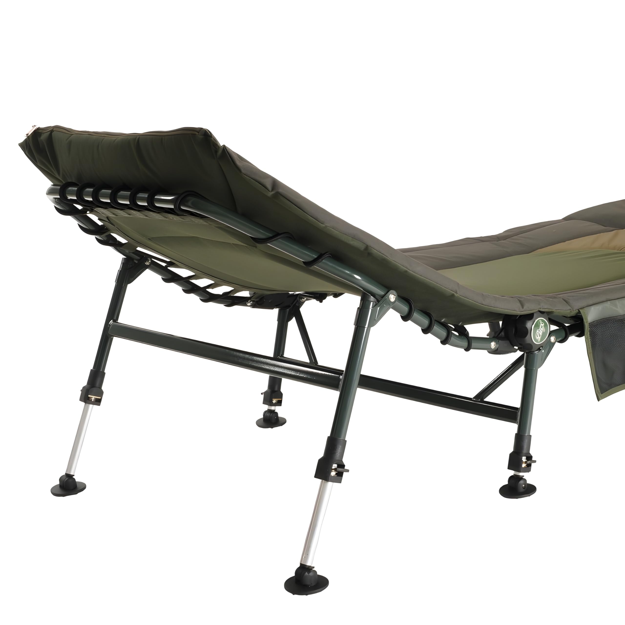 Lucx XL Bedchair 8-Bein Angelliege - große Karpfenliege mit höhenverstellbaren Beinen, Thermobezug & 210 x 80 x 33 cm - robuste Gartenliege für Angler