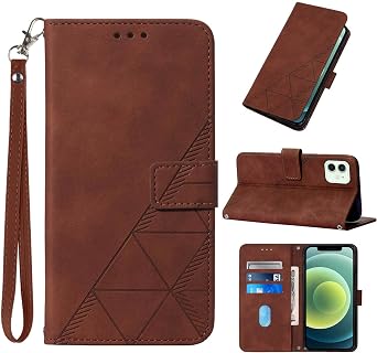 for iPhone 12/12 Pro Case Wallet, Card Holder, Flip, Brown