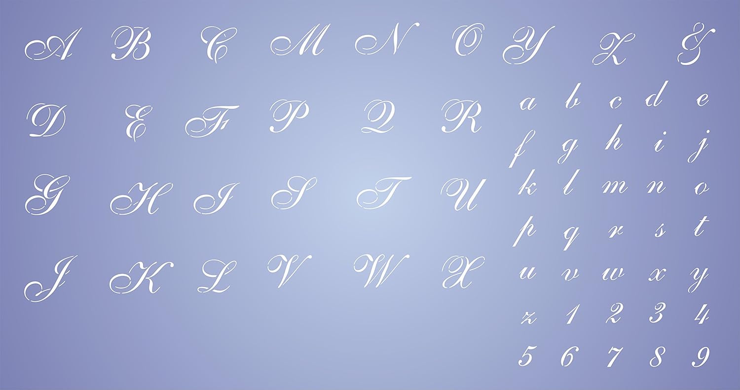 1½" Cursive Stencil, 10 x 12.5 inch (L) - Letters Alphabet ABC Font Stencils Template for Painting
