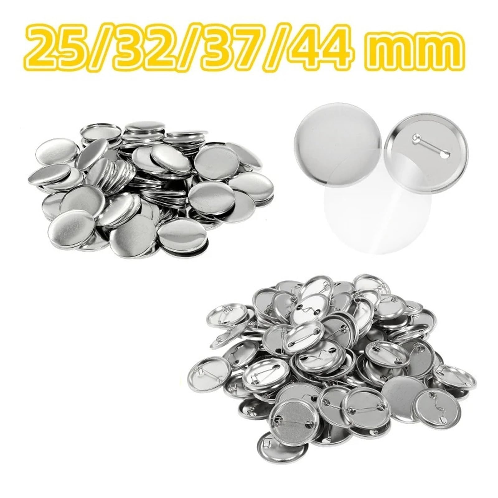 100 zestawów metalowych przypinek do, części robienia guzików, 25/32/37/44 mm, samodzielnego wykonania pustych na żelaznej podstawie Wystarczające zestawy(32mm)
