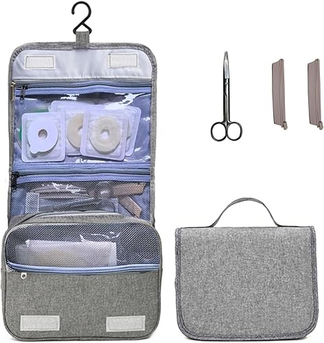 Miniatura 2 de Ostomía Colostomía bolsa de viaje kit ostomía bolsa organizador ileostomía suministros de ostomía (GRAY), Gris, Cinturón