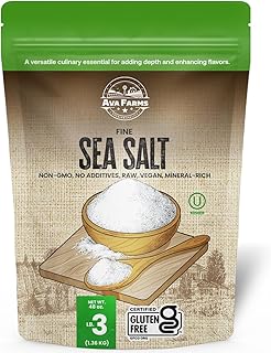 Ava Farms Sea Salt - Fine – 3 Lb. - Gluten-Free, Non-GMO, Vegan, Raw, Kosher, Mineral Rich – Resealable Bag