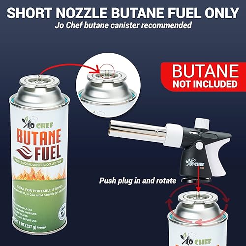 Miniatura 10 de Jo Chef Linterna de cocina de butano profesional, encendedor de llama ajustable recargable con bloqueo de seguridad para barbacoa, hornear, crema