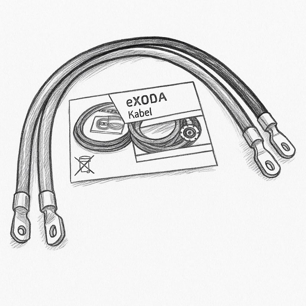 Exoda cavo batteria set 35 mm² 50cm con capocorda M8 rosso nero 99 percent rame resistente al calore fino a 70 per auto barca moto flessibile e durevole