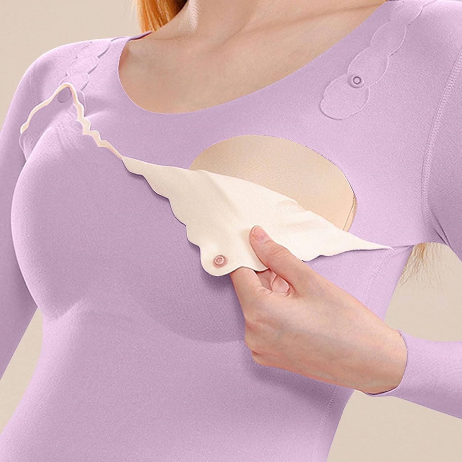 Maternity Thermal Underwear Set Long Johns Base Layer Thermal Top Bulit in Bra Bottom Pajamas for Pregnant Women